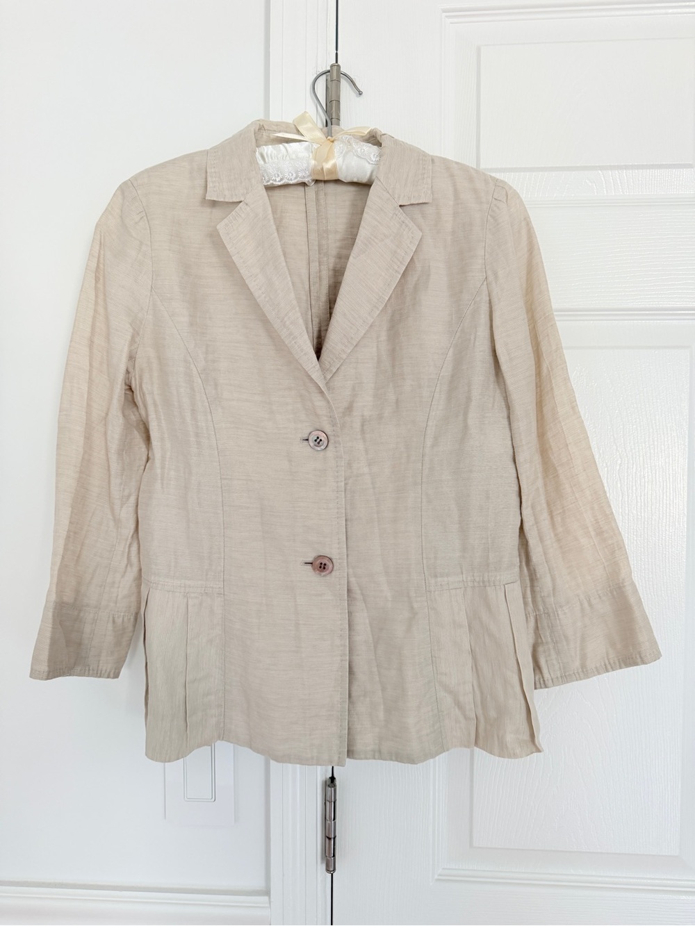 ARTISAN Linen Blend Peplum Blazer Jacket Beige Tan Size JP 11 US Small